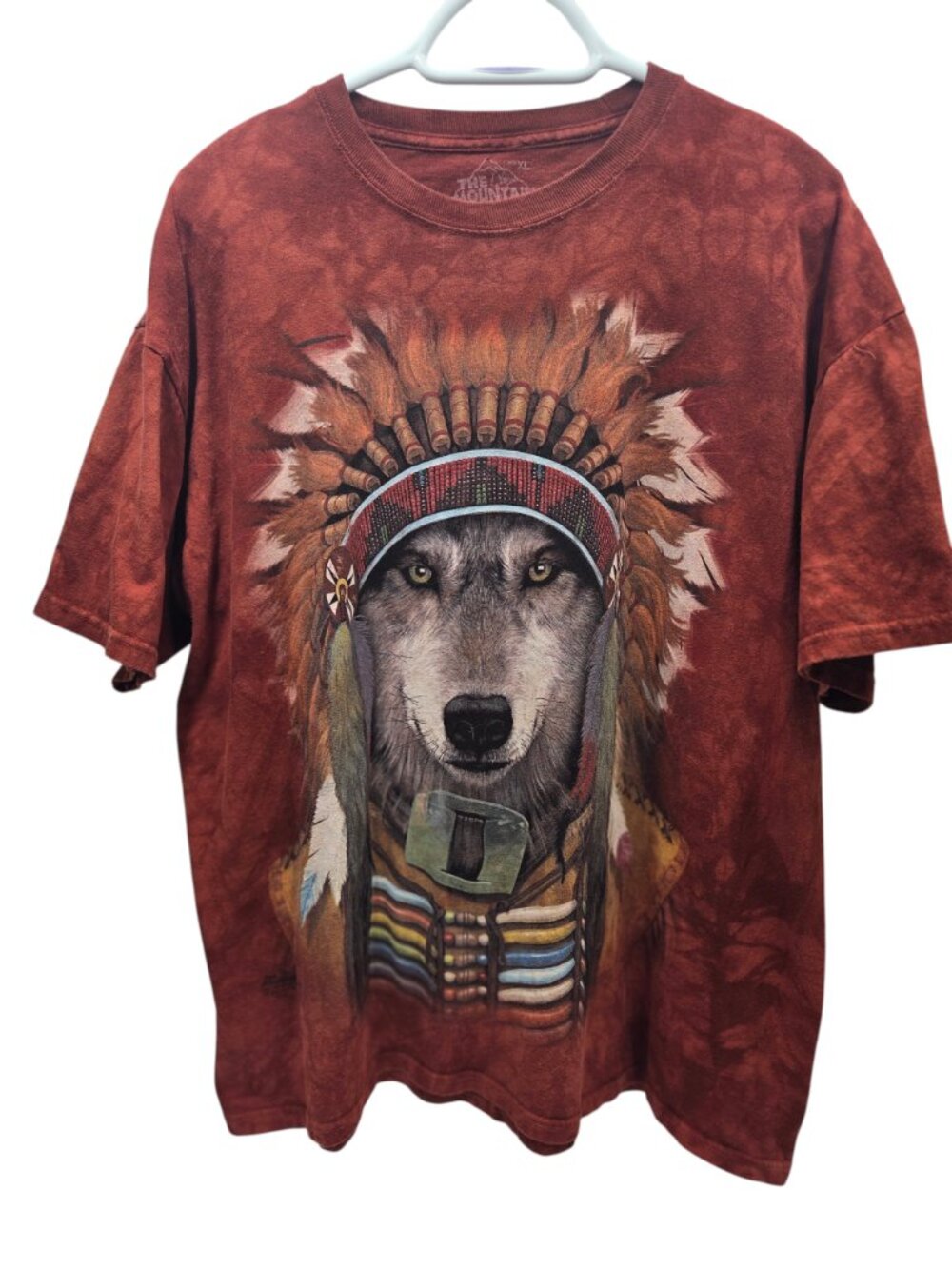 The Mountain wolf  head dress men's XL t-shirt short sleeve unisex